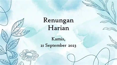 Renungan Harian Katolik 21 September 2023 Bacaan Injil