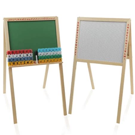 TABLEAU DOUBLE FACE CRAIE ET BLANC 50 60CM EN BOIS ENFANT