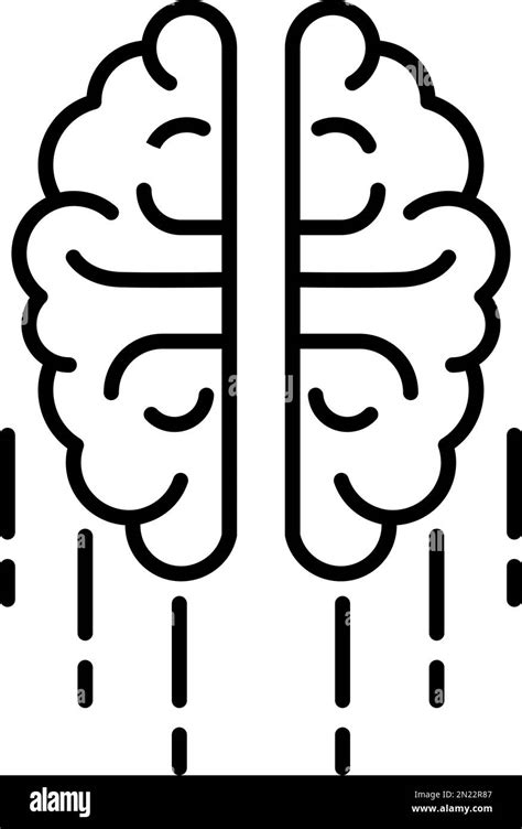 Brain Line Vector Icon On Transparent Background Outline Brain Line