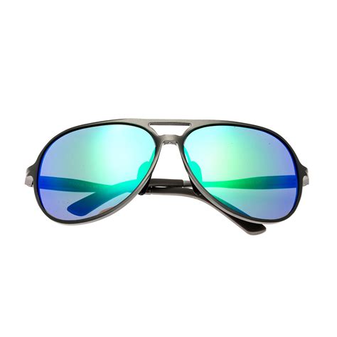 Earhart Polarized Sunglasses Gunmetal Frame Blue Green Lens