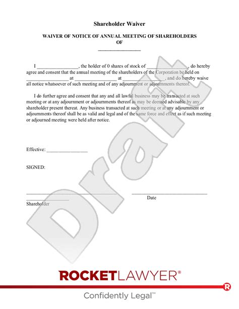 Free Shareholder Waiver Template FAQs Rocket Lawyer