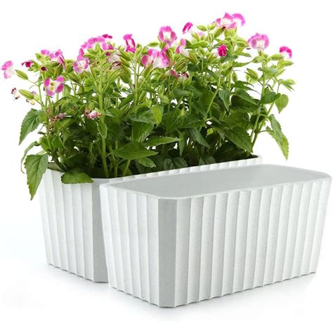 Besta Lot De Bacs Fleurs Rectangulaires En Plastique Blanc Auto