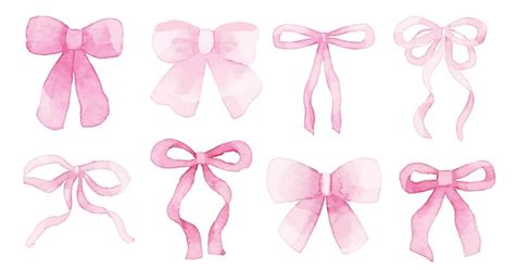 Premium Vector Pink Coquette Bow Watercolor Set Collection