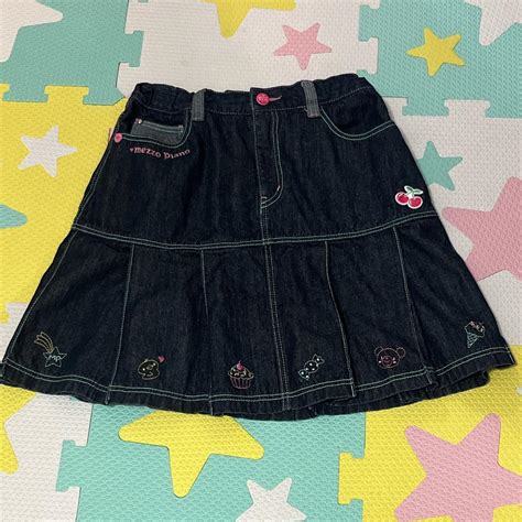 Super Cute Mezzo Piano Pleated Denim Skirt Jp Size Depop