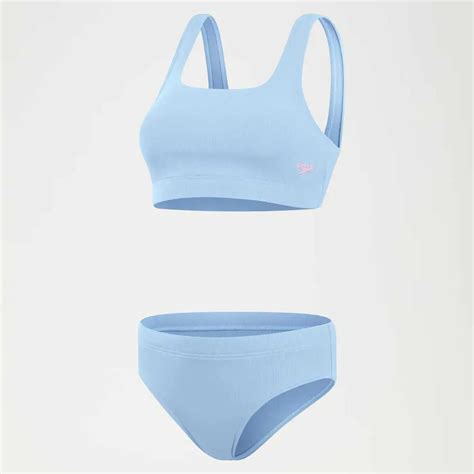 Speedo Textured Deep U Back Bikini Blue Swiminn