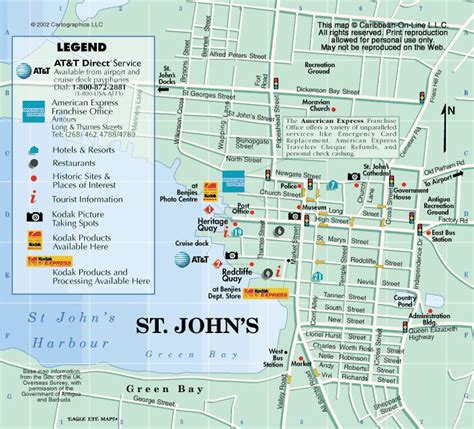 Map of St. John's, Antigua from Caribbean-On-Line | Carribean cruise ...