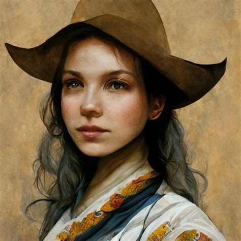 Renaissance Painting Of Cowgirl Portrait Realistic Midjourney