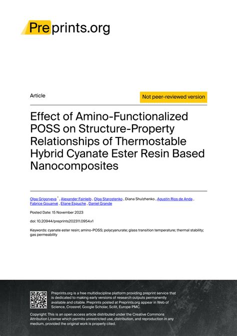 PDF Effect Of Amino Functionalized POSS On Structure Property