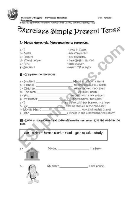 Exercises Simple Present Tense - ESL worksheet by Kamaila