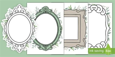 Botanical Themed Self Portrait Frame Templates Twinkl