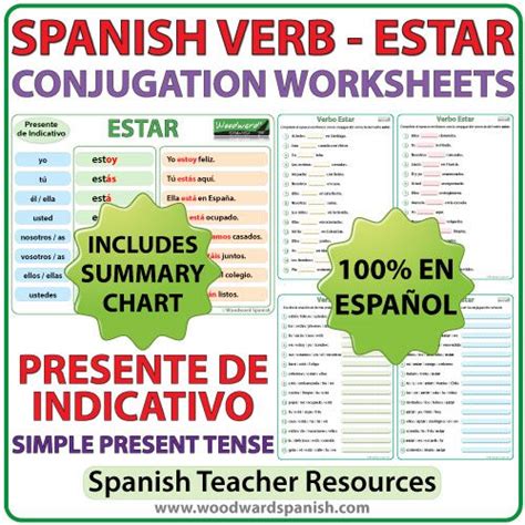 ESTAR – Spanish Verb Conjugation Worksheets – Present Tense | Woodward ...