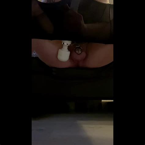 Sissy Cumslut Jessbell Is Locked In Small Chastity Magic Wand Play And Riding Big Dildo