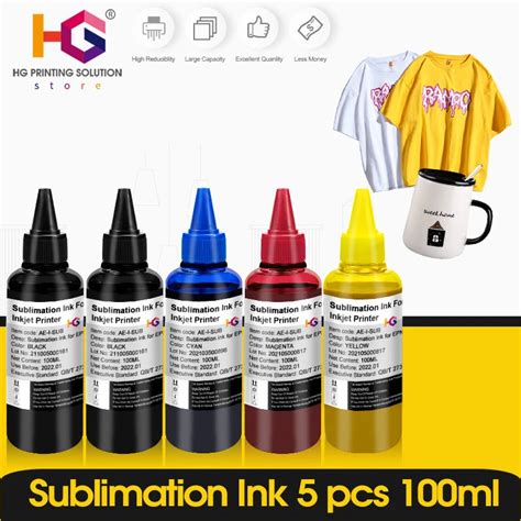 2 5 Bottle Inkjet Sublimation Ink Refill Universal 100ml For Epson