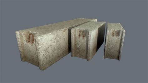 3d Model Concrete Blocks 3 In 1 Vr Ar Low Poly Cgtrader