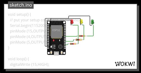 3 Leds Wokwi ESP32 STM32 Arduino Simulator