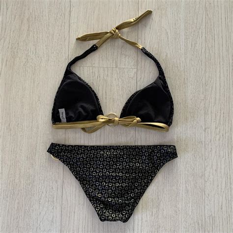 Early S Y K Black With Gold Gs Triangle Bikini Depop