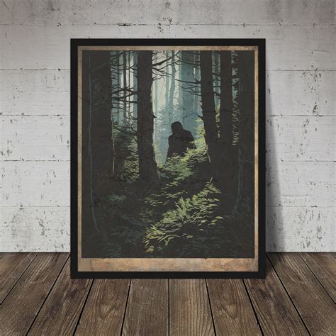 BIGFOOT POSTER Retro SASQUATCH Wall Art Cryptid Art Print Scary