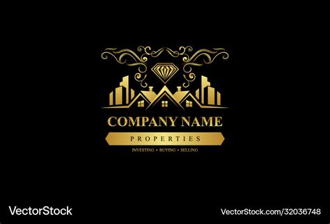 Luxury Real Estate Logo Collection With Golden Vector Image