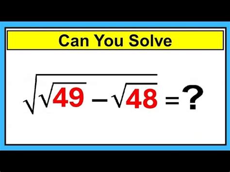 Nice Square Root Simplification Math Olympiad Youtube