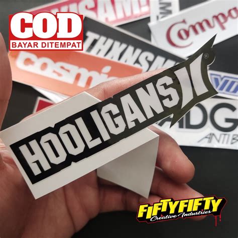 Jual Stiker Print Cut Brand Distro Hooligans Stiker Printing Laminasi