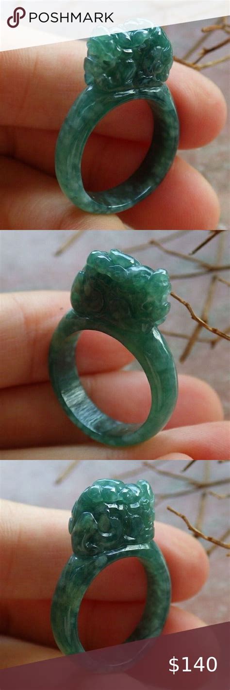 Certified Natural Myanmar Burma A Jade Jadeite Dragon Pi Xiu Ring Us