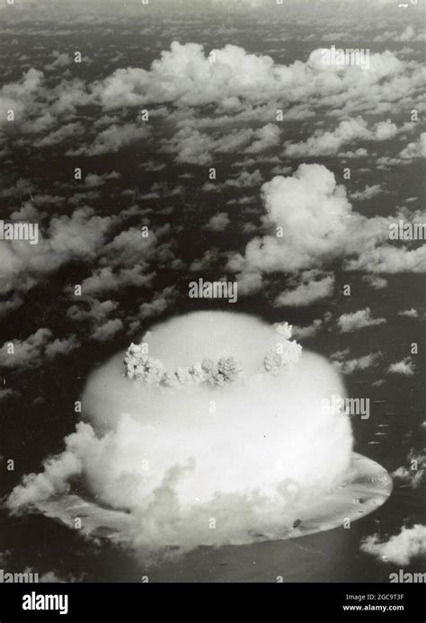 Nuclear Fission Explosion And Mushroom Cloud At The Operation