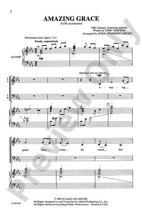 Amazing Grace Satb Choral Octavo Digital Sheet Music Download