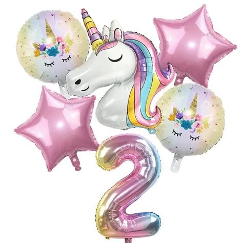 Juego De Globos De Unicornio Arco Ris Globos De Aluminio Con N Meros