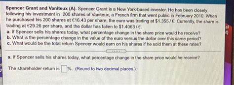 Solved Al 0 Spencer Grant And Vaniteux A Spencer Grant Is Chegg