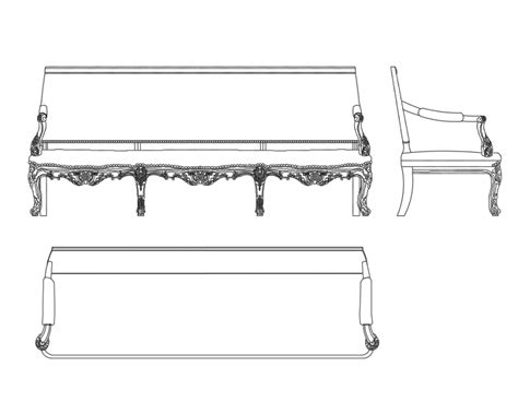 European Three Person Seated Sofa Set Cad Blocks Details Dwg File Cadbull