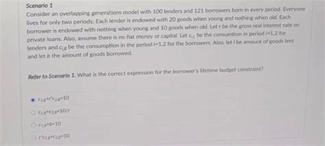 Solved Scenario Consider An Overlapping Generations Model Chegg