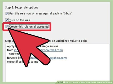 how to create an outlook rule to forward email