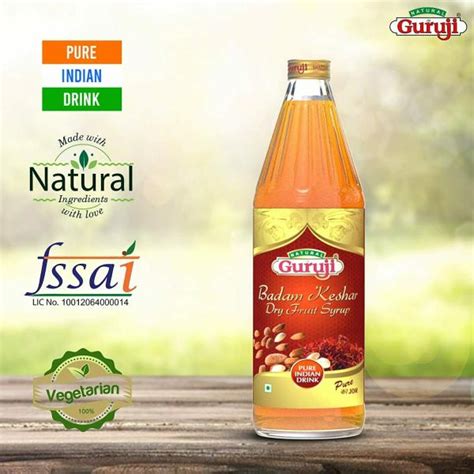 Jai Guruji Badam Kesar Dry Fruit Syrup Sharbat Instant Refreshing