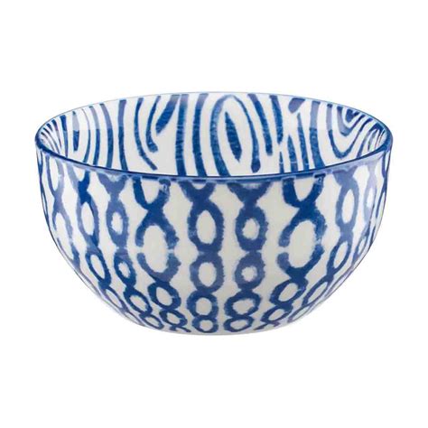 Blue And White Patterned Ceramic Bowl 5 5 In