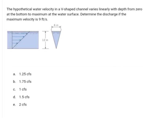 Solved The Hypothetical Water Velocity In A V Shaped Channel Varies