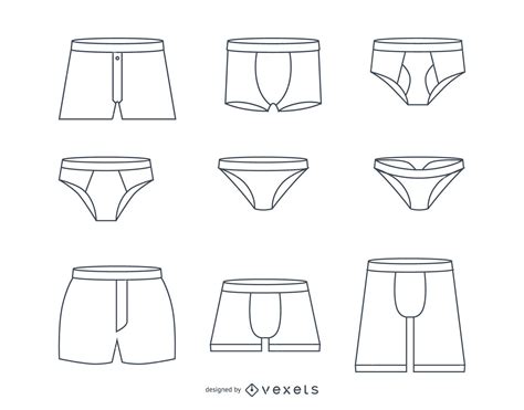 Men Underwear Stroke Icon Set Vector Download