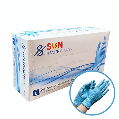 Nitrile Examination Gloves Blue Powder Free Disposable By Sun Health