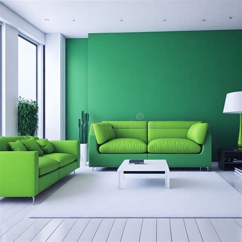 Elevate Your Space Modern Living Room Wall Mockup Featuring A Tranquil Green Nature Theme And