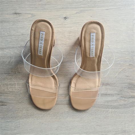 Nude Block Heel With Clear Plastic Straps Koa Depop