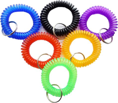 Hamiyell Pack Of 6 Colorful Spring Spiral Wrist Coil Key Chain Wristband Key Ring