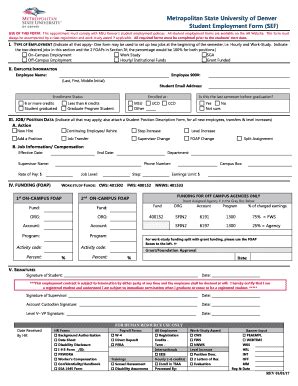 Fillable Online Student Employment Form SEF Fax Email Print PdfFiller