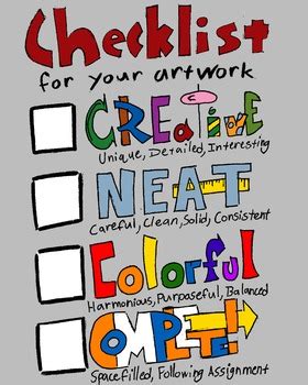 Art Checklist By Mr Dixon S Art Studio Tpt