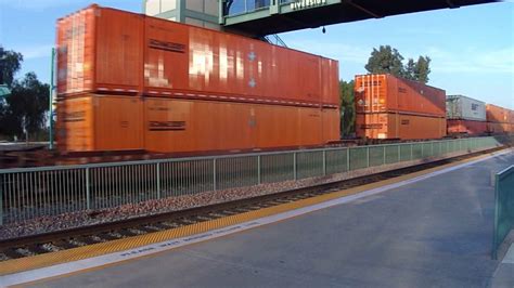 BNSF 7297 Westbound Double Stack Intermodal Train Riverside CA USA