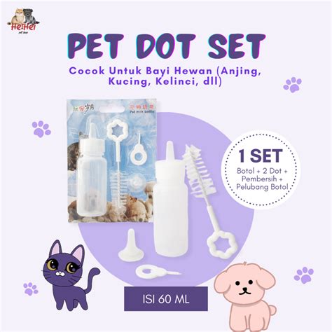 Jual Botol Set Dot Susu Anak Bayi Hewan Kucing Anjing Kitten Puppy 60