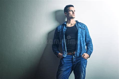 Handsome Muscular Man Posing Half Naked Stock Image Image Of Male Beautiful