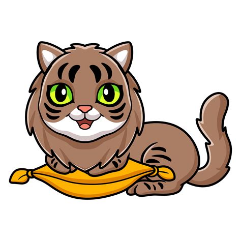 Cute siberian cat cartoon on the pillow 17206221 Vector Art at Vecteezy