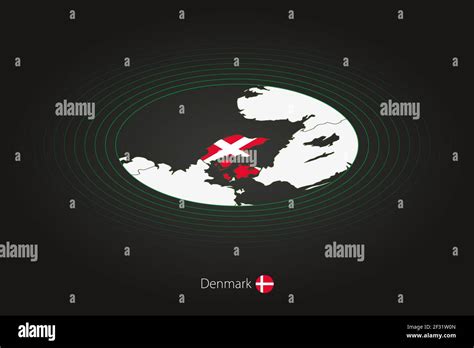 Mapa de Dinamarca en color oscuro mapa oval con países vecinos Mapa