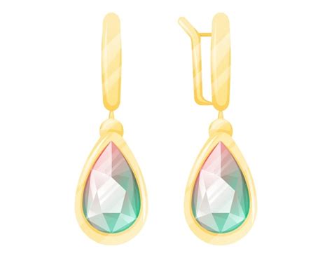 Premium Vector Expensive Gold Earrings With Emerald Gemstone Vector