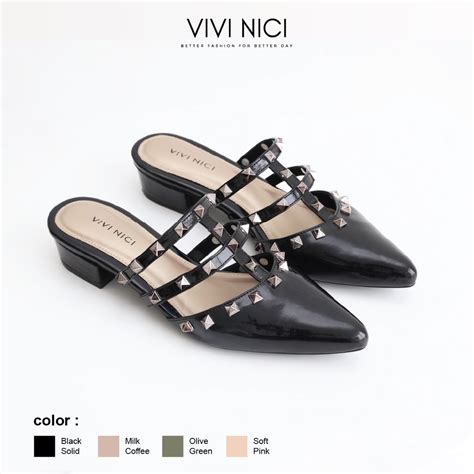 Jual Vivi Nici Chavali Sandal Mules Wanita Hak Cm Shopee Indonesia