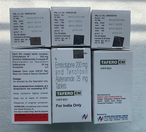 TAFERO Emtricitabine Tenofovir Tablet Cipla Ltd 30 Tablets At Rs 250